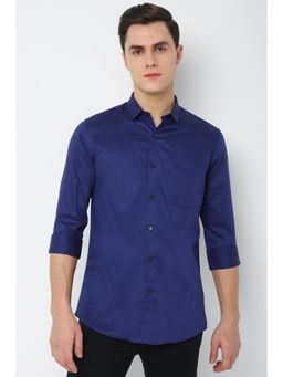 Allen Solly - Men Navy Slim Fit Solid Full Sleeves Casual Shirt