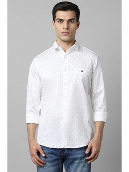 Louis Philippe - Men White Slim Fit Print Full Sleeves Casual Shirt