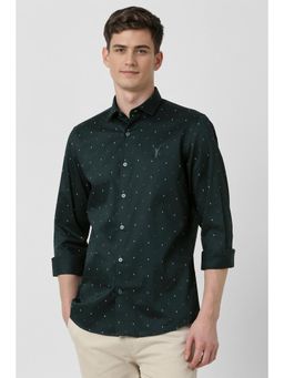 Peter England - Men Green Slim Fit Print Shirt
