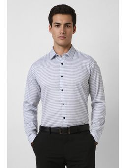 Van Heusen - Men White Slim Fit Print Full Sleeves Party Shirt