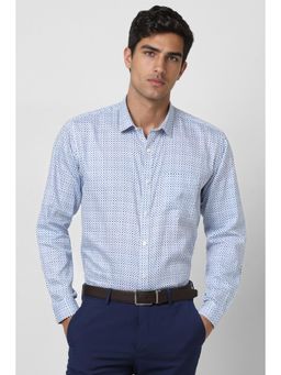 Van Heusen - Men Blue Slim Fit Print Full Sleeves Party Shirt