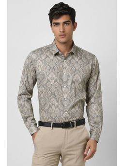 Van Heusen - Men Grey Slim Fit Print Full Sleeves Party Shirt