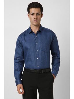 Van Heusen - Men Navy Slim Fit Print Full Sleeves Party Shirt