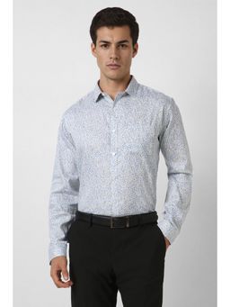 Van Heusen - Men Light Blue Slim Fit Print Full Sleeves Party Shirt