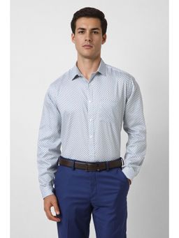 Van Heusen - Men Light Blue Slim Fit Print Full Sleeves Party Shirt