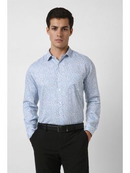 Van Heusen - Men Light Blue Slim Fit Print Full Sleeves Party Shirt