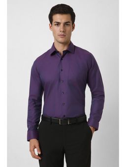 Van Heusen - Men Purple Slim Fit Solid Full Sleeves Wedding Shirt