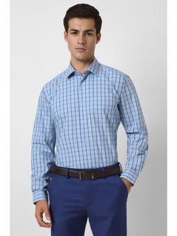 Van Heusen - Men Blue Regular Fit Check Full Sleeves Formal Shirt