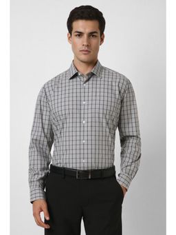 Van Heusen - Men Grey Regular Fit Check Full Sleeves Formal Shirt