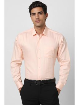 Van Heusen - Men Peach Regular Fit Printed Full Sleeves Formal Shirt