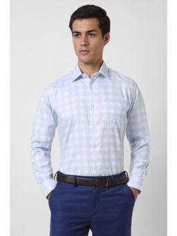 Van Heusen - Men Light Blue Regular Fit Check Full Sleeves Formal Shirt