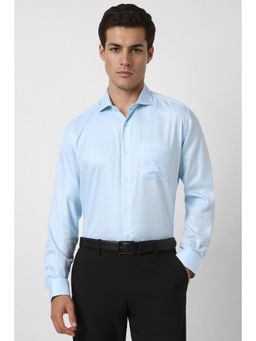 Van Heusen - Men Light Blue Regular Fit Textured Full Sleeves Formal Shirt