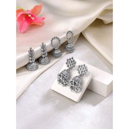 Yellow Chimes - Silver Oxidised Jhumkas