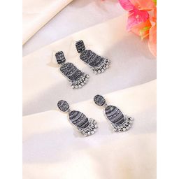 Yellow Chimes - Silver Oxidised Drop Earrings