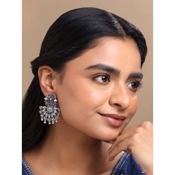 Yellow Chimes - Silver Oxidised Drop Earrings for Women