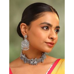 Yellow Chimes - Oxidised Silver Necklace Set for Women