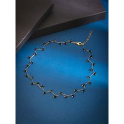 Yellow Chimes - Black Stone Studded Choker Statement Necklace