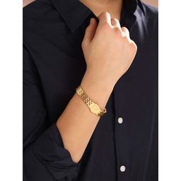 Yellow Chimes - Stainless Steel Broad Om Bracelet for Women