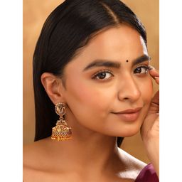 Yellow Chimes - Ethnic Golden Temple Jhumka Earrings for Women