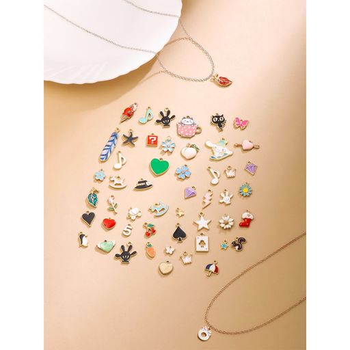 Yellow Chimes Melbees By Multicolor Charm Necklace Set Of 50 Charms with 2 Pendant