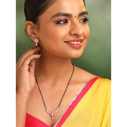 Yellow Chimes - Rose Gold Plated Ad Mangalsutra Set