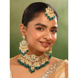 Yellow Chimes - Wedding Bridal Teal Beads Choker Set