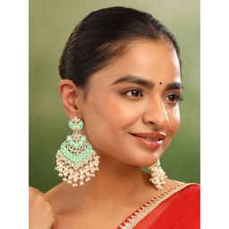 Yellow Chimes - Meenakari Pearl Danglers for Women