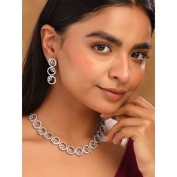 Yellow Chimes - White Stone Ad Diamond Necklace Set for Women