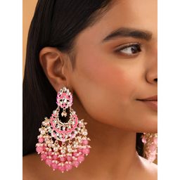 Yellow Chimes - Gold Plated Long Pearl Meenakari Earrings