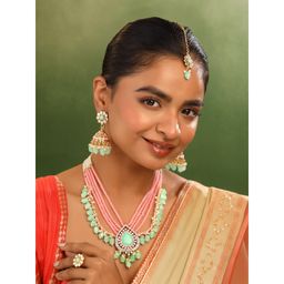 Yellow Chimes - Multicolor Stone Multilayered Necklace Set