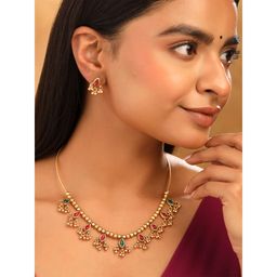 Yellow Chimes - Golden Stone Necklace Set for Women