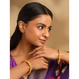 Yellow Chimes - Ethnic Gold Plated Bangles