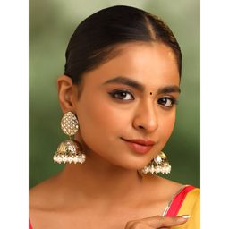 Yellow Chimes - Jhumkas Gold Earrings with Hanging Pearls