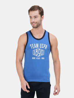 U.S. POLO ASSN. - Men Blue Iyag Sleeveless Printed Vest