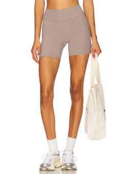 437 - Essentials Women's High-Waist Stretch Active Shorts Beige