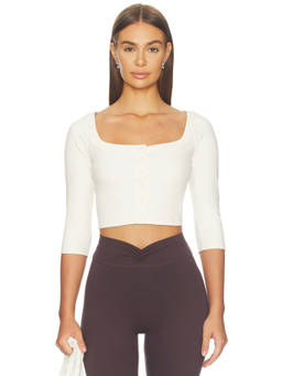 437 - Cropped Women's Moisture-Wicking Scoop Neck Cardigan Off White