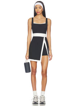 Gold Hinge - Lined Women's Sleeveless Square Neck Bodycon Mini Dress Black