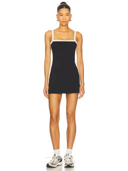 L SPACE - Women's Sleeveless Striped Side Bodycon Mini Dress Black
