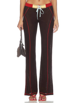 SIEDRES - Flo Women's Sheer Lace-Up Jersey Trackpants Black