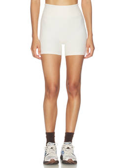 YEAR OF OURS - Stretch Sculpt Women's High-Waist Pull-On Shorts Off White