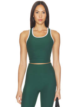 YEAR OF OURS - Stretch Sporty Women's Racer Back Crop Tank Top Green