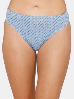 Zivame - Medium Rise Zero Coverage Thong - Wind Flower Print Dusk Blue