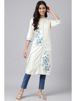 Aurelia - Off White Placement Print Kurta