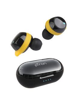 pTron - Basspods 581 BT5.0 Wireless Headphones with 12Hrs Playback Time with Case (Black & Yellow)