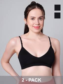 Sillysally - Black Triangle Padded Bra (Pack of 2)