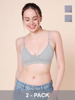 Sillysally - Grey Triangle Padded Bra (Pack of 2)