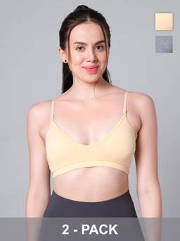 Sillysally - Multi-Colour Triangle Padded Bra (Pack of 2)