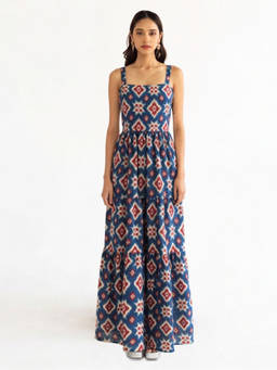 WomanLikeU - Blue Printed Dress