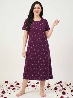 Secret Wish - Purple Bow Print Hosiery Nighty
