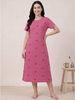 Secret Wish - Pink Heart Print Hosiery Night Dress